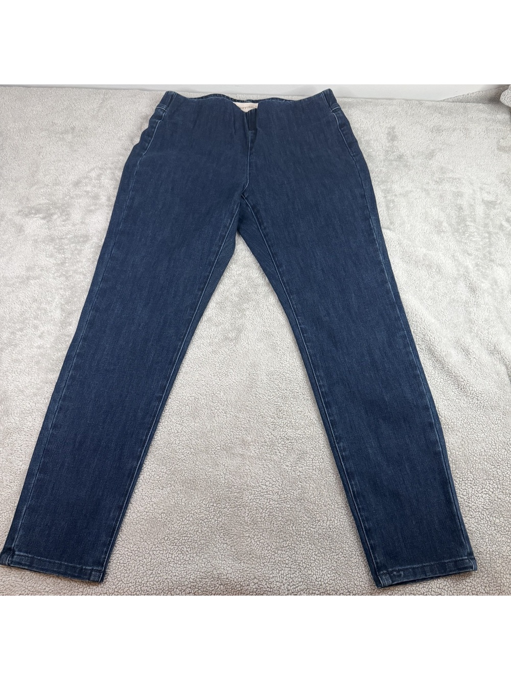 Soft Surroundings Pull On Taper Jeans Womens Petite Dark Wash Stretch Denim Crop